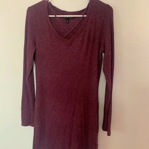 Purple bodycon long sleeve dress size large